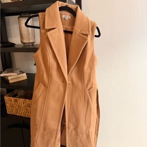Sleeveless Tailored Long Vest in Camel by A New Day